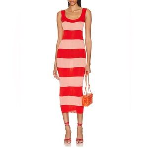 NWT Zimmerman Tank Midi Dress in Coral & Shell Pink Rugby Stripe